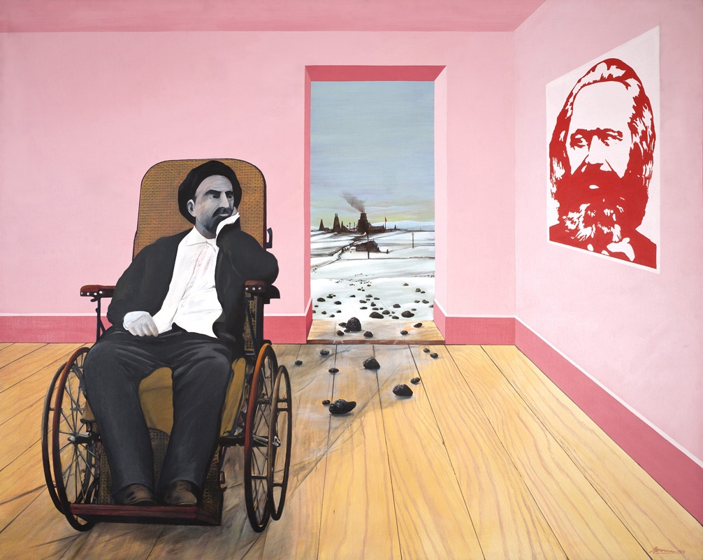 Kunst Reinickendorf - Lenin im Rollstuhl, Acryl auf Leinwand, 158×200 cm, 1974