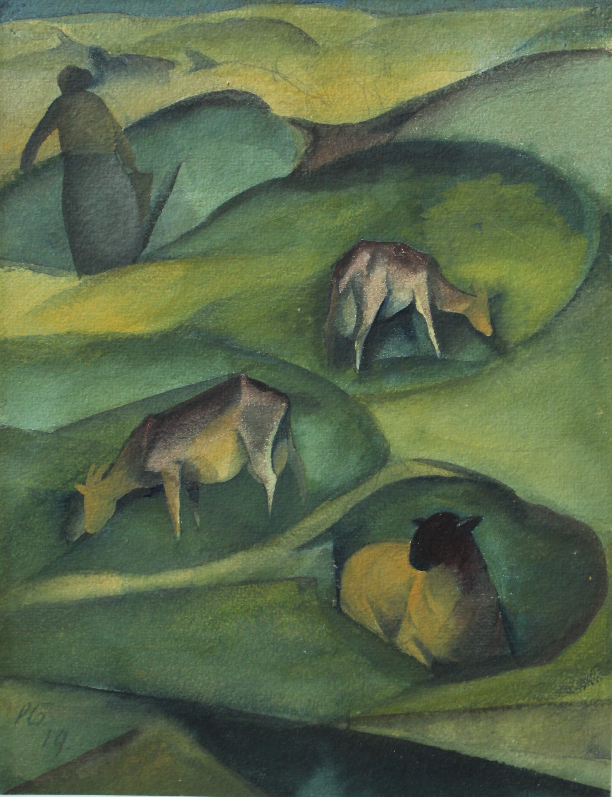 Kunst Reinickendorf - Paul Grunwaldt_Ziegen und Dünen_1919_Aquarell_Graphothek Berlin