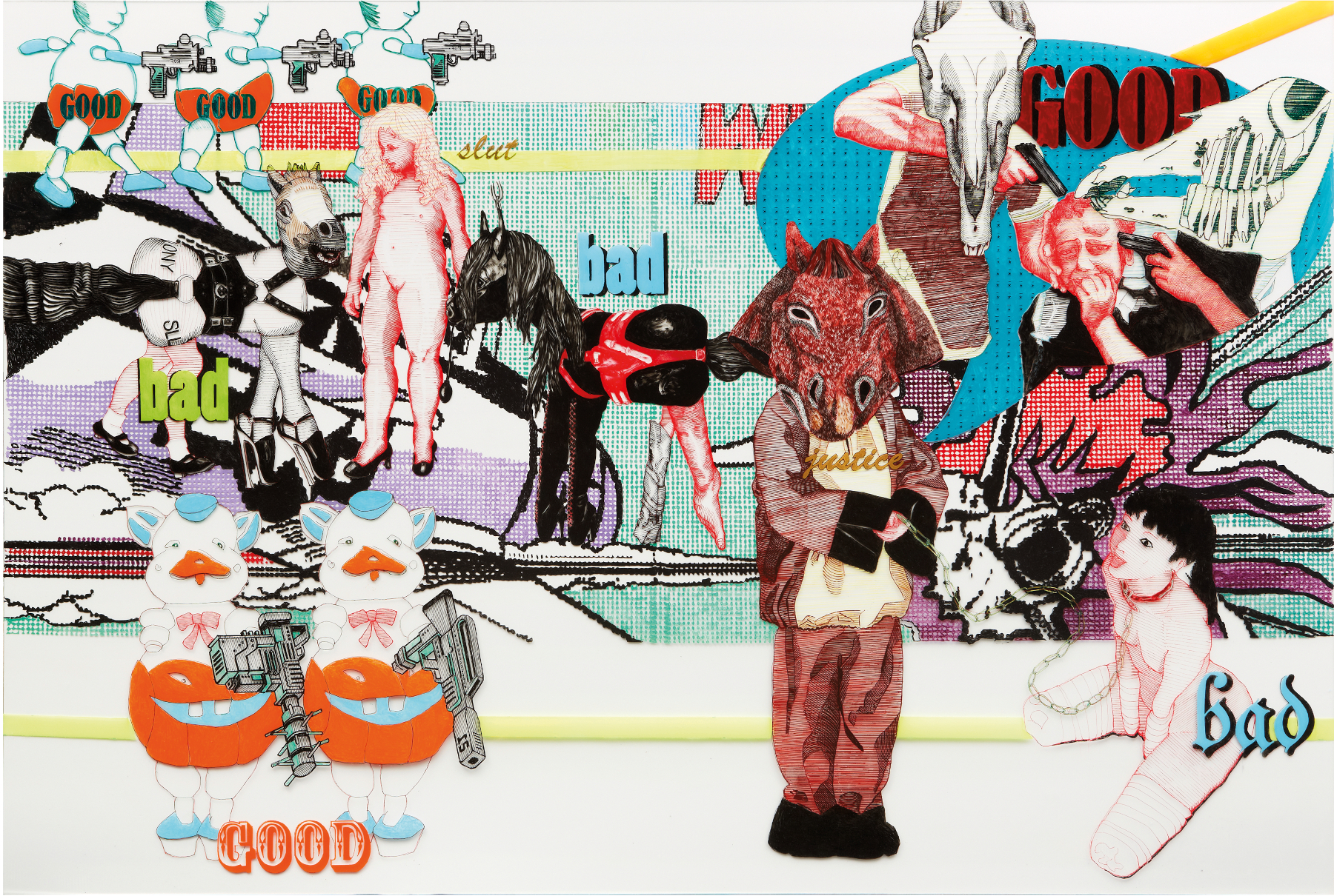 Kunst Reinickendorf - Cornelia Renz, Good, 2012, Pigmentstift auf zwei Scheiben Acrylglas, 185 x 285 x 8 cm, Foto: Markus Bachmann, VG Bild-Kunst, Bonn