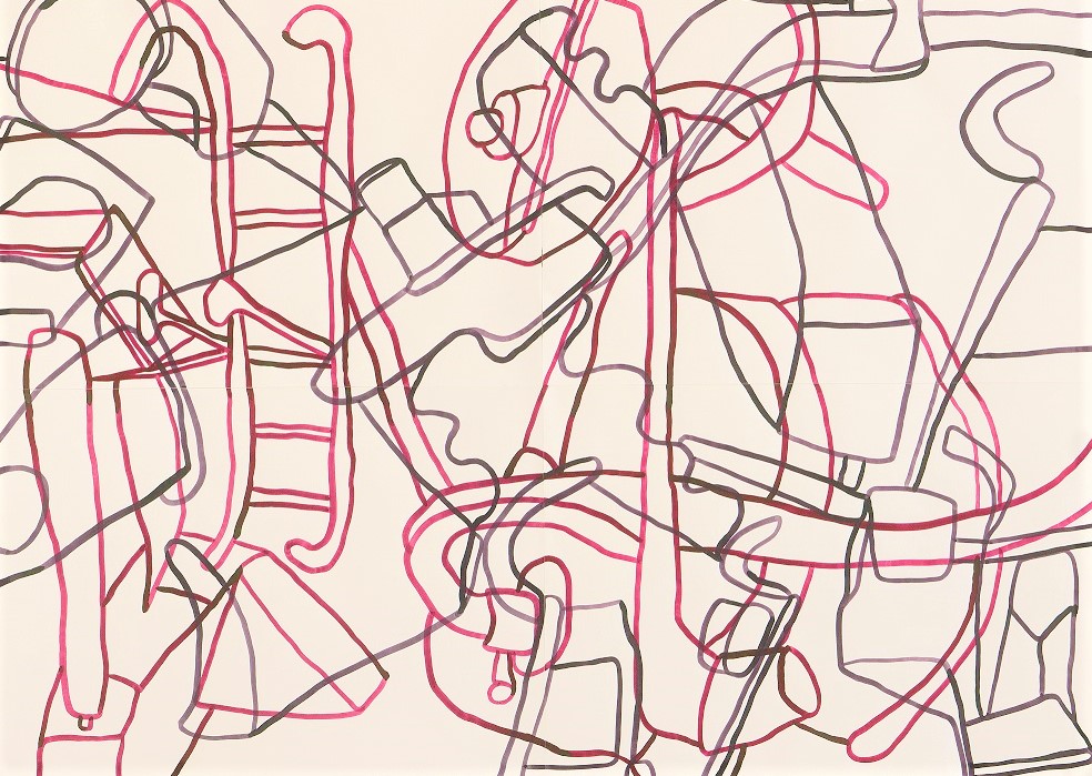 Kunst Reinickendorf - Anna Roberta Vattes, Alien Fragments 9, 2021, Tusche auf Papier, 118.8 x 168.2 cm, © Anna Roberta Vattes, VG-Bild-Kunst, Bonn.