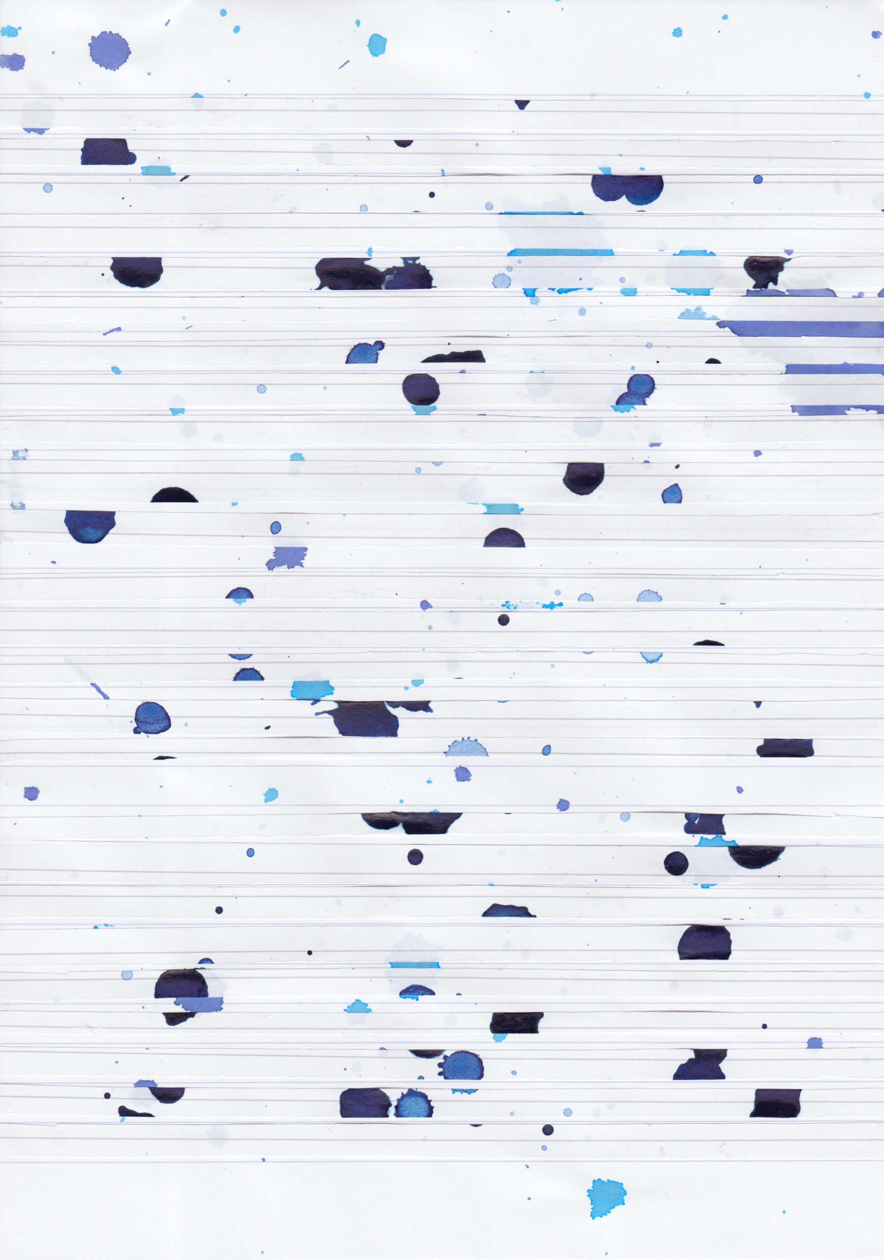 Kunst Reinickendorf - Anke Becker, SCORE (Pacific Northwest, October 2023) #05, 2023, Liniertes Schreibpapier, Schreibtinte, Collage, Teil einer Serie, 29.7 x 21 cm © Anke Becker, VG Bild-Kunst, Bonn.