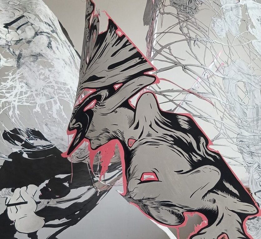 Kunst Reinickendorf - Dagmara Genda, Hyperdrawn I (Detail), Papier, Gesso, Tusche, Acrylfarbe, 152 x 184 cm (Teil 1); 152 x 226 cm (Teil 2), © Dagmara Genda, VG Bild-Kunst, Bonn.